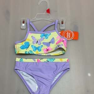 NWT Toddler Girls Butterfly Bikini Swimsuit Set, Size 2T - UPF 50+
